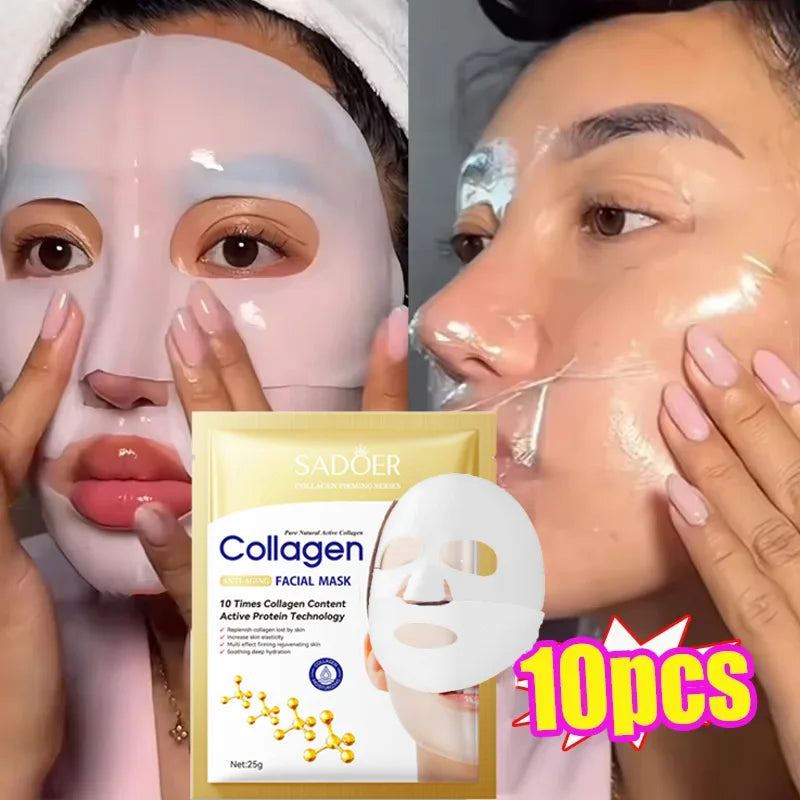 Masque Facial Anti-rides au Collagène – 10 pièces | Cosmétiques Coréens