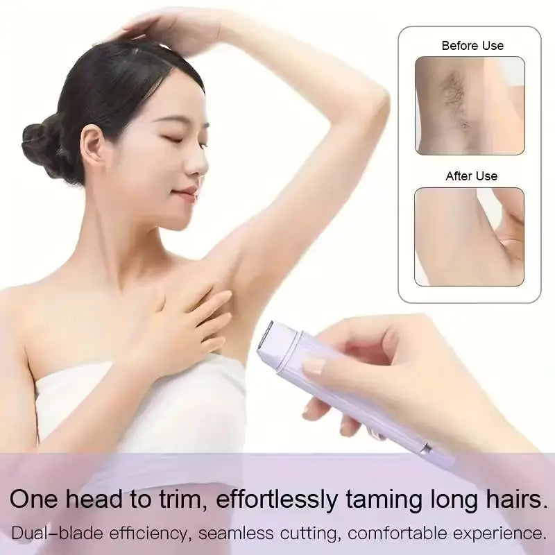 Épilateur Rasoir Électrique Femme 2-en-1 – Visage, Sourcils, Jambes & Aisselles
