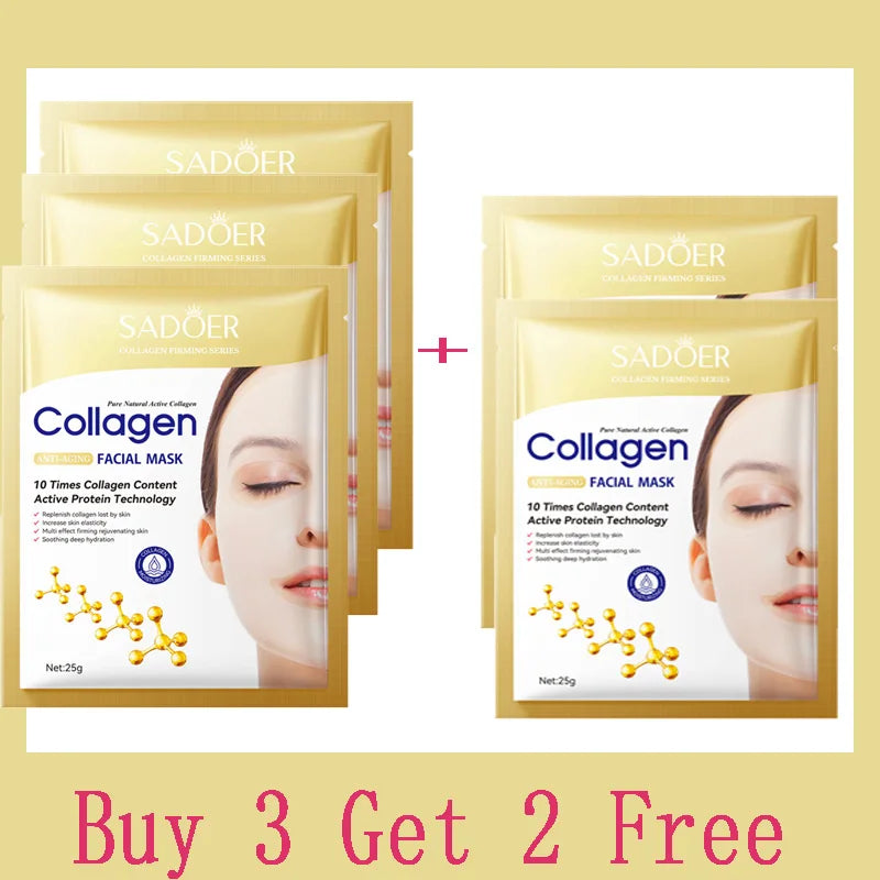 Masque Facial Anti-rides au Collagène – 10 pièces | Cosmétiques Coréens