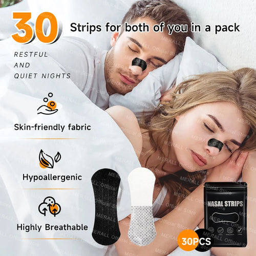 Bandes Nasales Anti-Ronflement Extra-Fortes – Sommeil Paisible | 30 Pcs