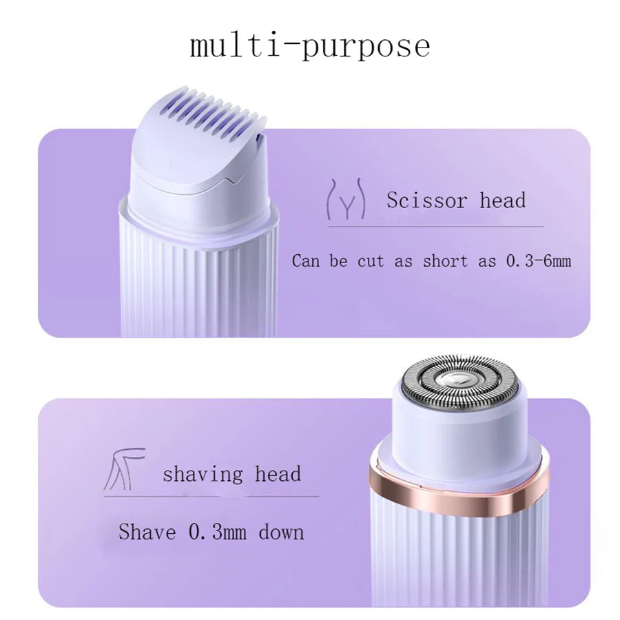 Épilateur Rasoir Électrique Femme 2-en-1 – Visage, Sourcils, Jambes & Aisselles