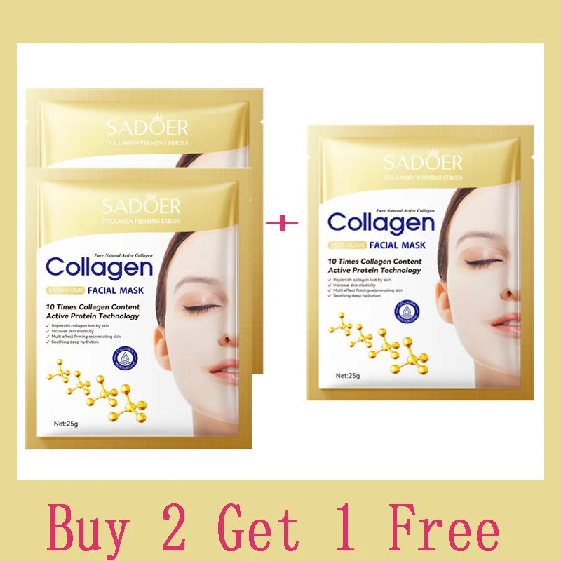 Masque Facial Anti-rides au Collagène – 10 pièces | Cosmétiques Coréens