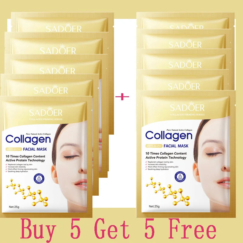 Masque Facial Anti-rides au Collagène – 10 pièces | Cosmétiques Coréens